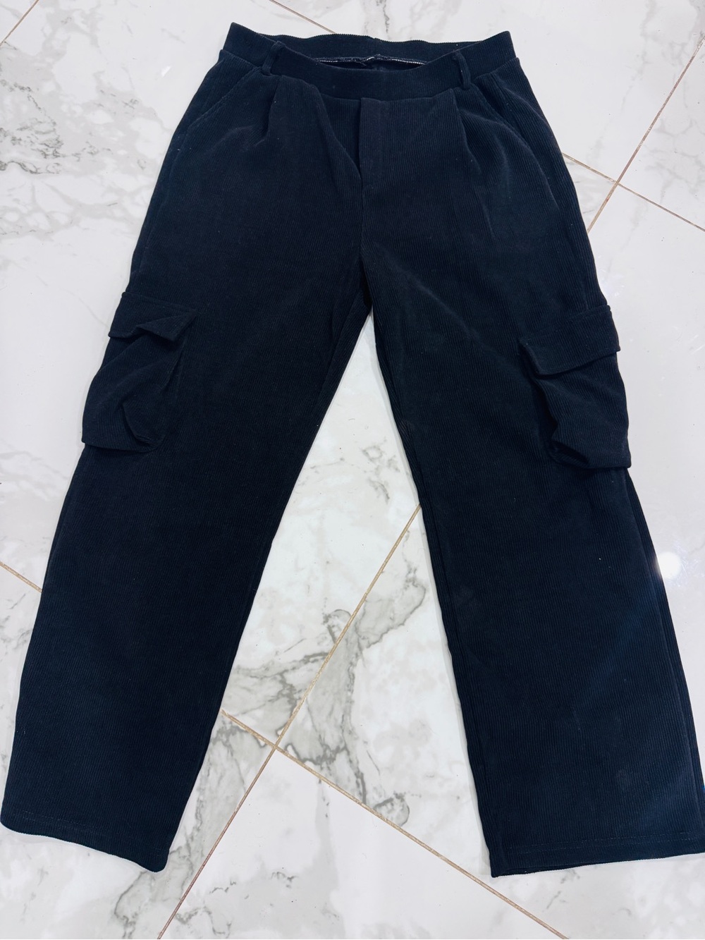 Black Corduroy Cargo Pants